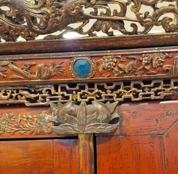 Chine - Armoire de mariage Minguo - Laque rouge - Début 20ème. – Image 6