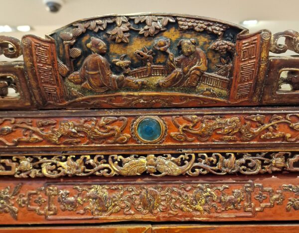 Chine - Armoire de mariage Minguo - Laque rouge - Début 20ème. – Image 4