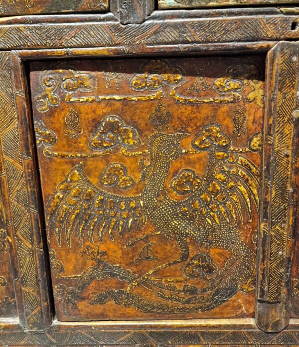 Tibet - Meuble à décor de dragon et phoenix - 19ème. – Image 6