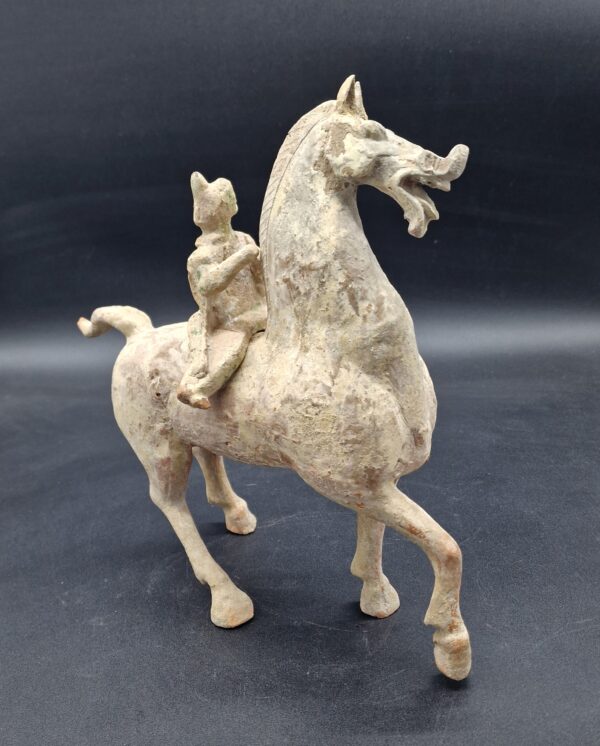Chine - Rarissime cheval "céleste" avec son cavalier - Dynastie Han - TL – Image 5