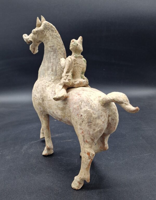 Chine - Rarissime cheval "céleste" avec son cavalier - Dynastie Han - TL – Image 3