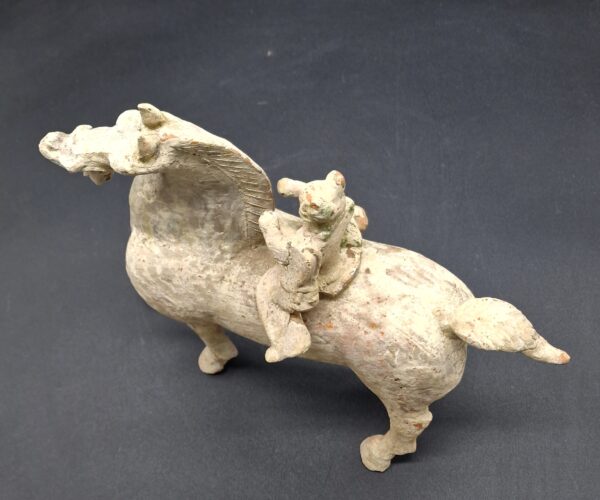 Chine - Rarissime cheval "céleste" avec son cavalier - Dynastie Han - TL – Image 10