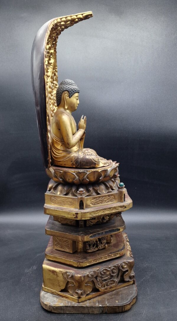 Japon - Amithaba - Mudra Roue de la Loi - Miroir Fujiwara Tomoyoshi - Edo – Image 6