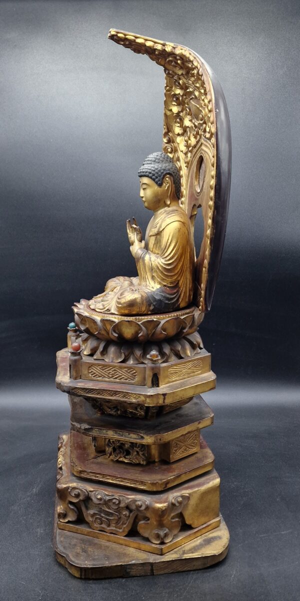 Japon - Amithaba - Mudra Roue de la Loi - Miroir Fujiwara Tomoyoshi - Edo – Image 8
