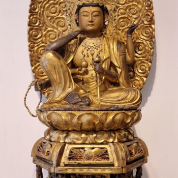 Japon - Grand Saikoku Sanjju-sakasho Kannon en bois doré sur un trône avec mandorle – Edo