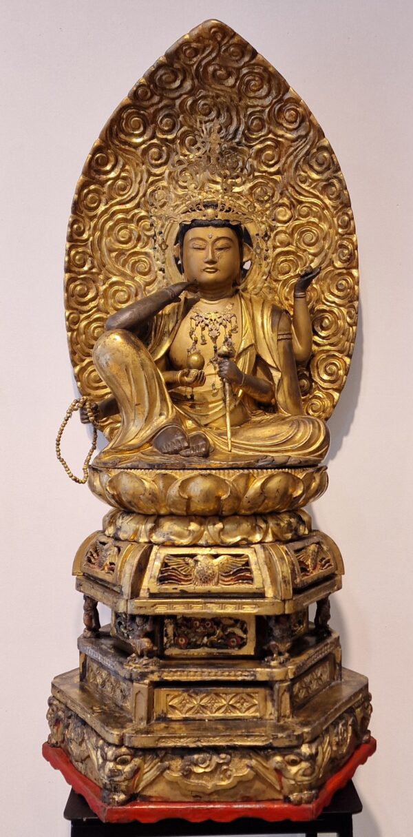 Japon - Grand Saikoku Sanjju-sakasho Kannon en bois doré sur un trône avec mandorle – Edo