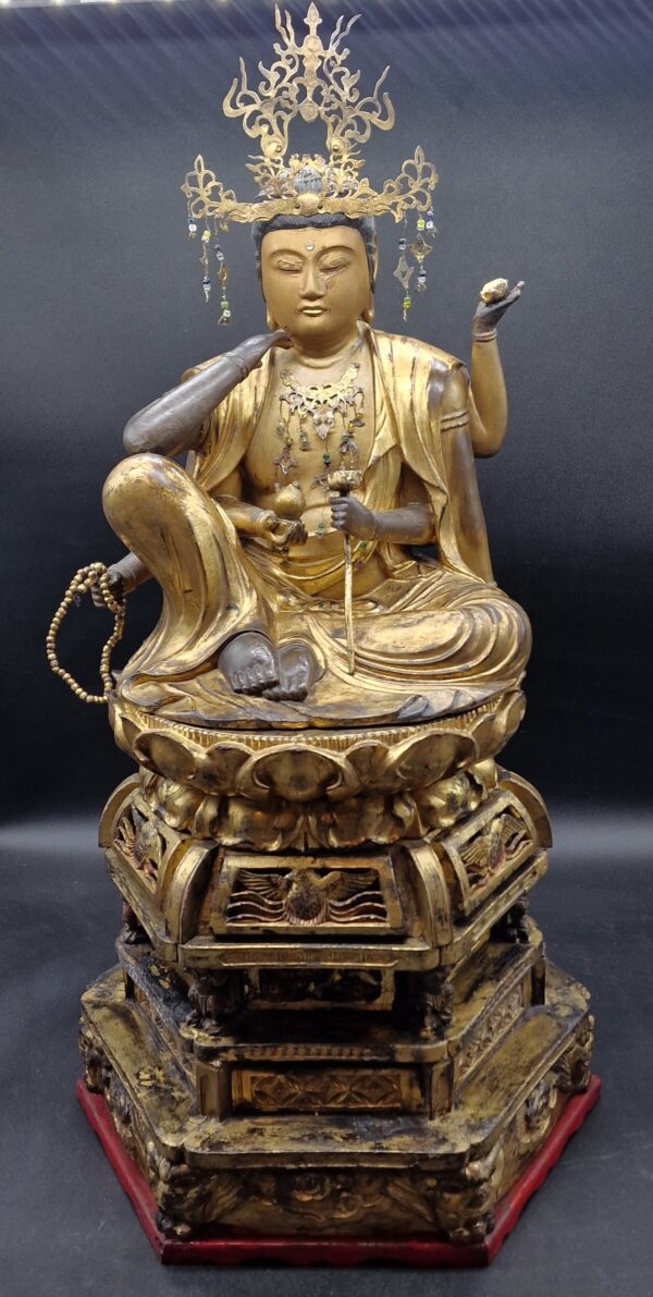 Japon - Grand Saikoku Sanjju-sakasho Kannon en bois doré sur un trône avec mandorle – Edo – Image 2