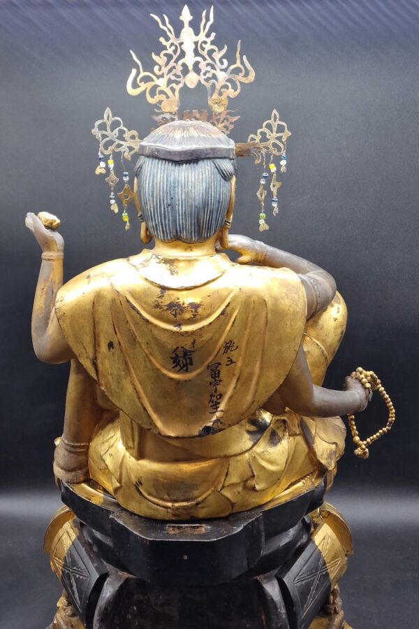 Japon - Grand Saikoku Sanjju-sakasho Kannon en bois doré sur un trône avec mandorle – Edo – Image 5