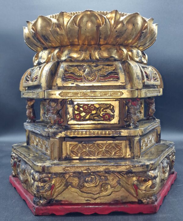 Japon - Grand Saikoku Sanjju-sakasho Kannon en bois doré sur un trône avec mandorle – Edo – Image 9