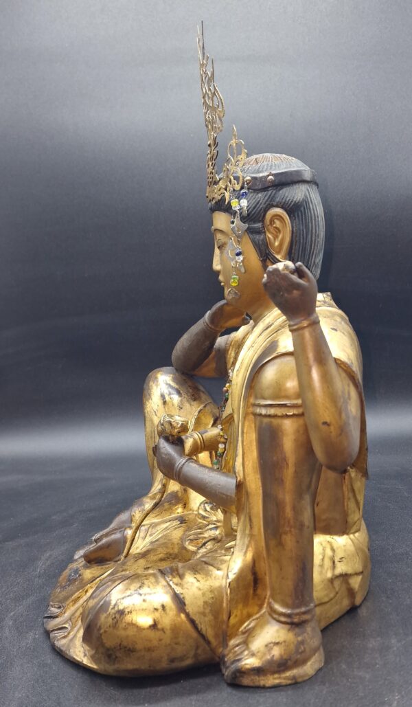 Japon - Grand Saikoku Sanjju-sakasho Kannon en bois doré sur un trône avec mandorle – Edo – Image 8