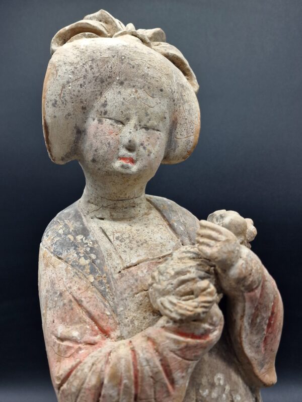 Chine - Grande et remarquable Fat Lady au chien - Dynastie Tang - TL – Image 3