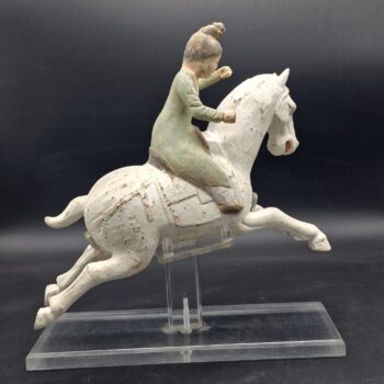 Chine - Joueuse de polo avec cheval blanc - Dynastie Tang - TL