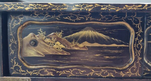 Japon - Yamadana en laque noire et kirigane - Meiji – Image 4