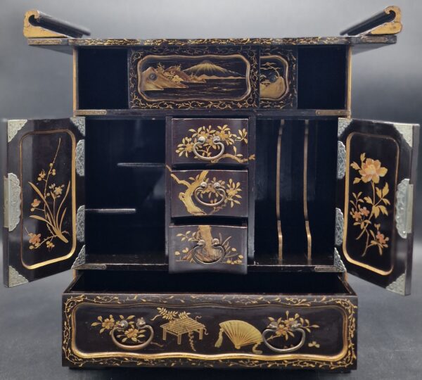Japon - Yamadana en laque noire et kirigane - Meiji – Image 2