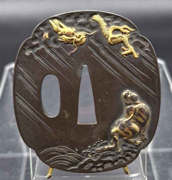 Japon - Tsuba - Wakizashi - Dragon et tigre - Edo - Fin 18ème - VENDU