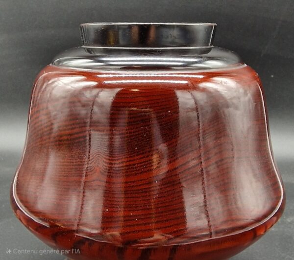 Japon - Paire de grands bols en bois laqué et décor hiramaki-e avec soucoupes - Shōwa. – Image 5