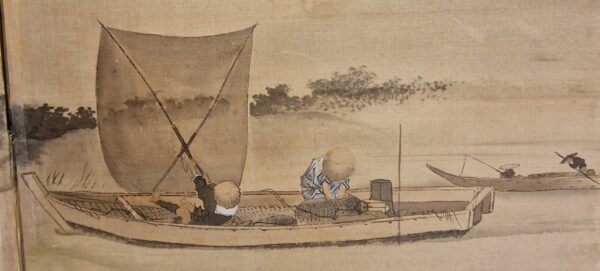 Japon - Paravent (Byõbu) à 4 feuilles - Edo - 19ème - Signé. – Image 2