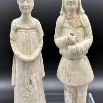 Chine - Couple de personnages en terre cuite vernissée - Dynastie Sui