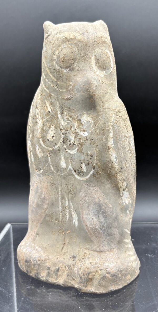 Chine – Hibou en terre cuite à polychromies – Dynastie Han
