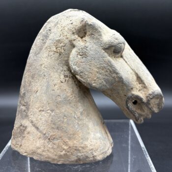 Chine - Tête de cheval à engobe blanc - Dynastie Han