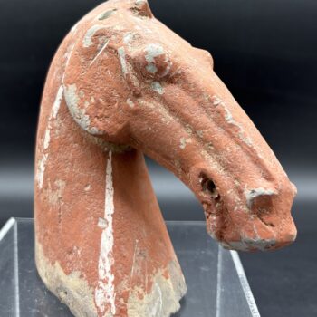 Chine - Tête de cheval, terre cuite rouge - Dynastie Han