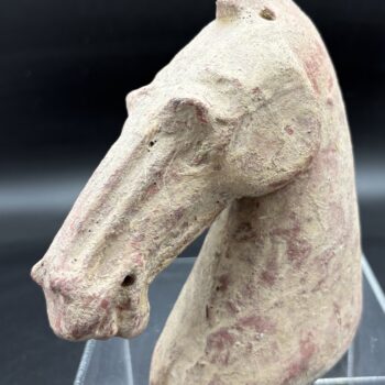 Chine - Tête de cheval à engobe blanc - Dynastie Han