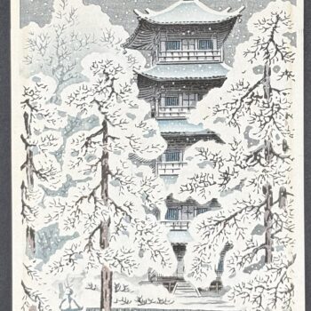 Japon - Estampe Shin-hanga - Hiroaki Takahashi Shotei - Snow at Asakusa - Rare variante - 2ème tirage