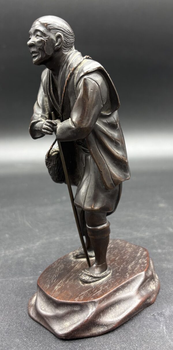 Japon - Couple de personnages japonais en bronze à patine - Meiji – Image 10