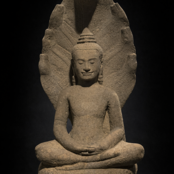 Thailande - Bouddha assis sous le Nāga protecteur (Mucilinda) - Lopburi, fin 12ᵉ – 13ᵉ siècle - VENDU