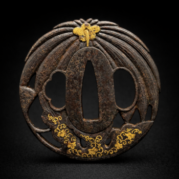 Japon - Tsuba - Chrysantheme or - Milieu Edo - Vendu
