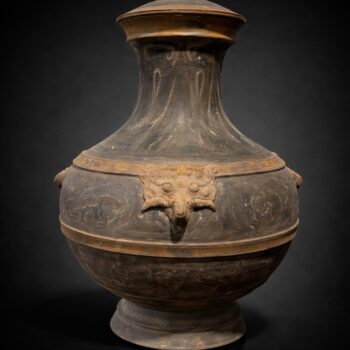 Chine - Grand Vase Hu avec couvercle. - Dynastie Han