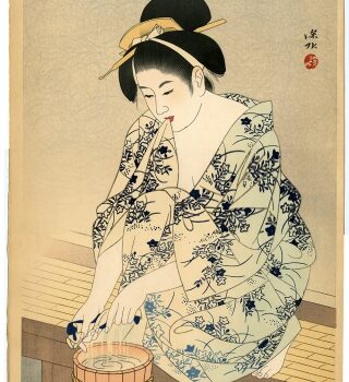 Japon - Yuagari (après le bain)- Rarissime estampe de Ito Shinsui - Tirage avec Tokubetsu-zuri  - Shin Hanga