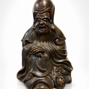 Japon - Brûle-parfum (Kōro) en Grès de Bizen – Divinité Fukurokuju - Fin Edo / Début Meiji - 19ème.