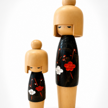 Japon - Paire de Poupées Sōsaku Kokeshi - Okamoto Usaboro - Période Shōwa (circa 1960–1970) - VENDU